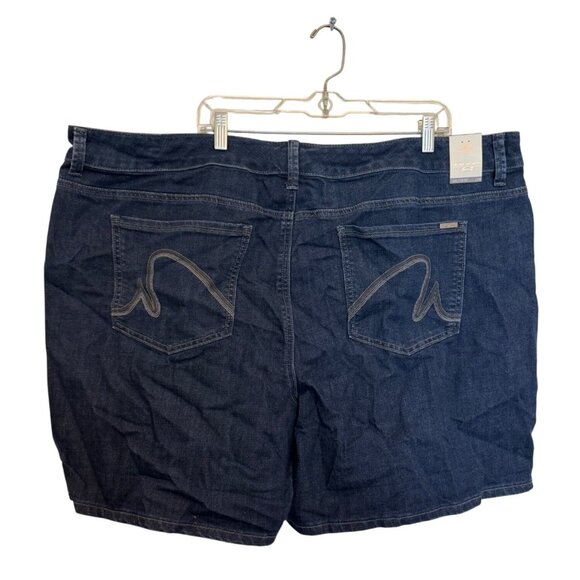 Melissa McCarthy Seven7 Girlfriend Denim Shorts Size 26W Dark Wash Pockets Stret - Picture 2 of 7